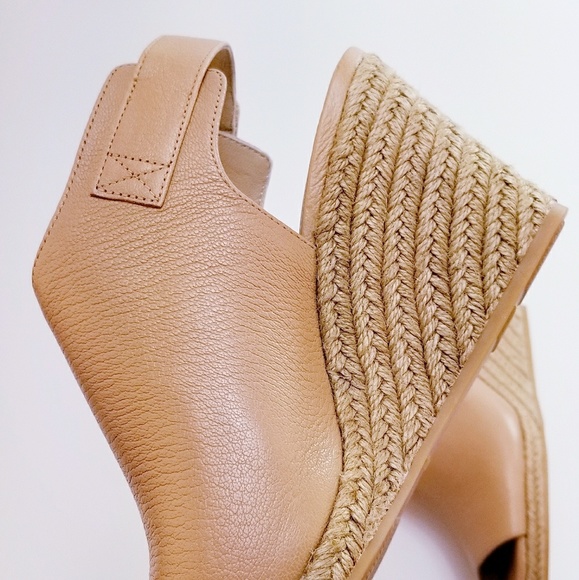 ❌SOLD❌VIA SPIGA INGRID LEATHER OPEN TOE NUDE WEDGE - Picture 4 of 8